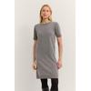 Strickkleid BUGATTI "Rundhalsausschnitt", Damen, Gr. M, Normalgrößen, 250, grau, 40% Wolle, 30% Viskose, 20% Polyamid, 10% Kaschmir, unifarben, normal, Kurzarm, Kleider, aus einem edlen Wolle-Kaschmir-Mix