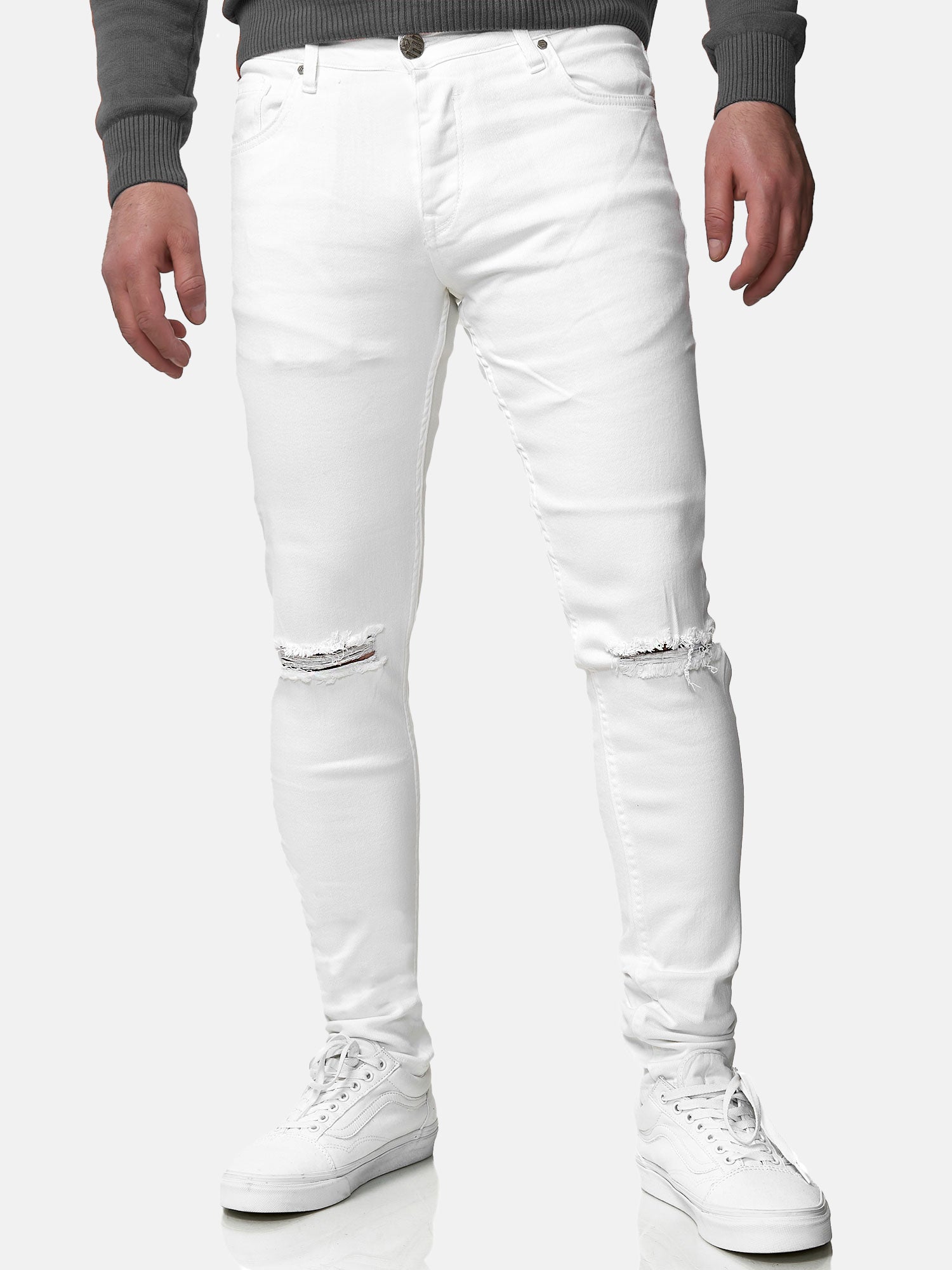Tazzio Herren Jeans Skinny Fit im Destroyed Look Image