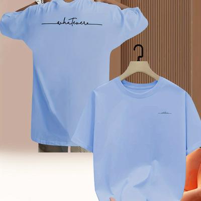 TEMU Men's T-shirt With Front And , Summer Casual Round Neck Short Sleeve T-shirt For Men, Stylish And Versatile Trendy Print Short Sleeves. Image