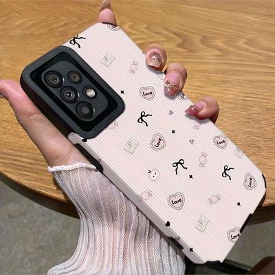 TEMU Pink Love Bow Mobile Phone Case For A01/a03s/a11/a12/a20s/a21s/a30s/a32/a50/a50s/a51/a52/a52s/a53/a71/a73/s10/s20/s20 Fe/s20+s21/s22/s22 Ultra Fashionable, High-end, Anti-fouling Image