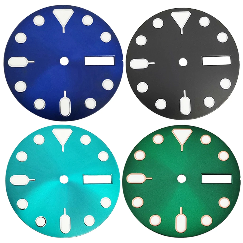 28,5 mm NH36-Uhrenzifferblatt, steril, grün leuchtend, für 3 Uhr, 3,8 Uhr, mit Datumsfenster für NH36 NH36A-Uhrwerk-Zubehör Image