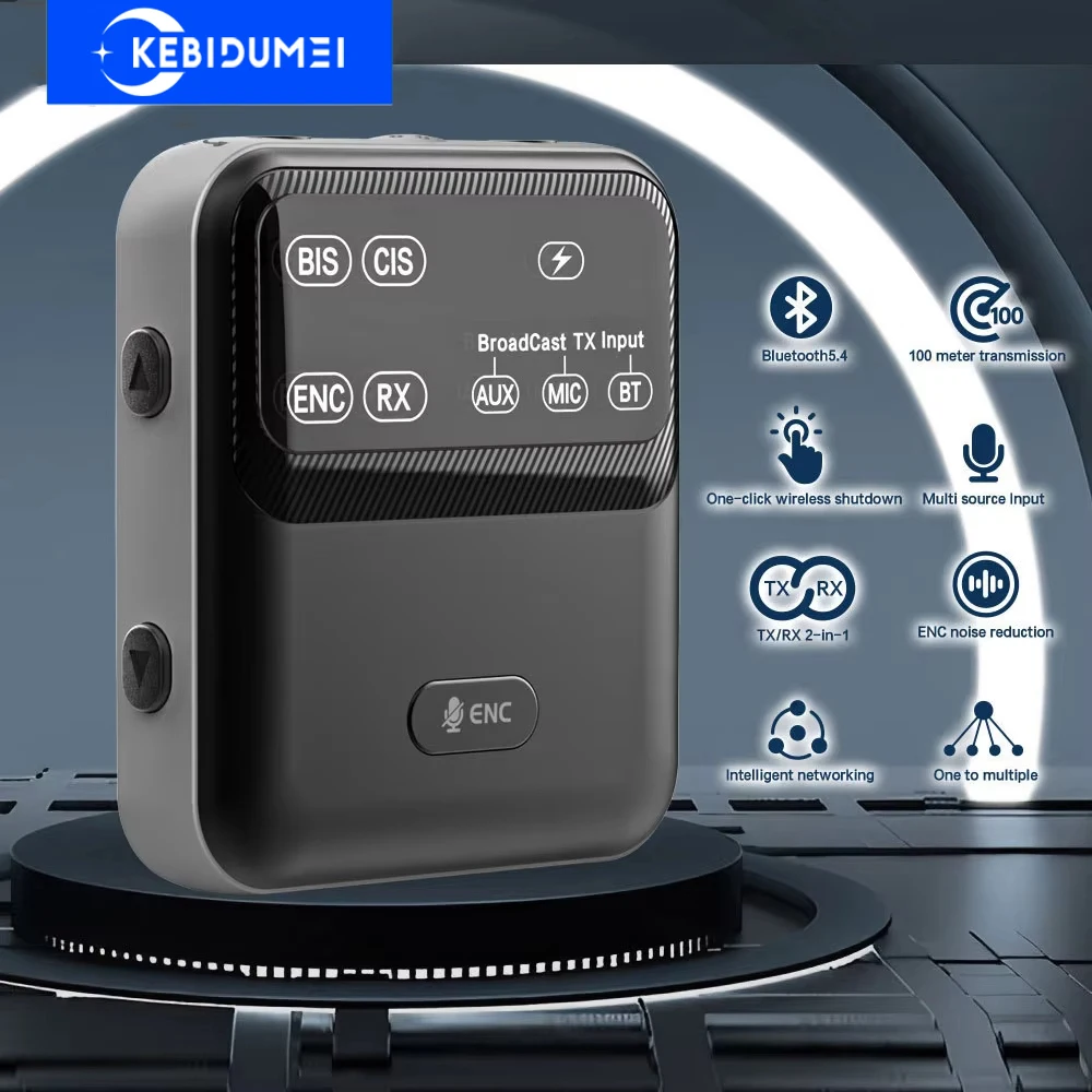 3-in-1 AAC LC3 Bluetooth 5.4 Audio Receiver Sender ENC Wireless Broadcast 3,5 mm Audio Adapter für Kopfhörer Lautsprecher Image