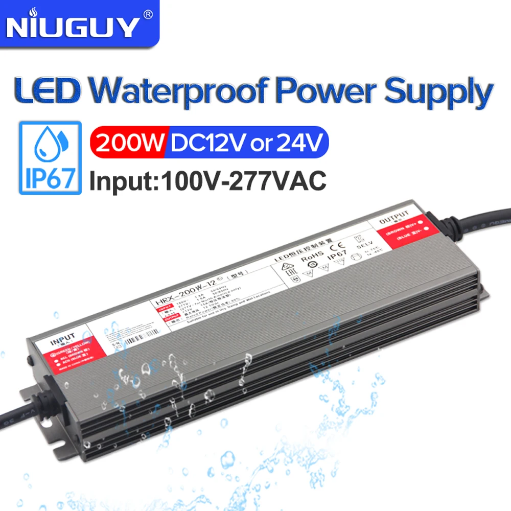 AC100-277V IP67 wasserdichtes Netzteil Außenbeleuchtungstransformator DC 12V 24V LED-Treiber 200W Netzteil LED-Treiber Image