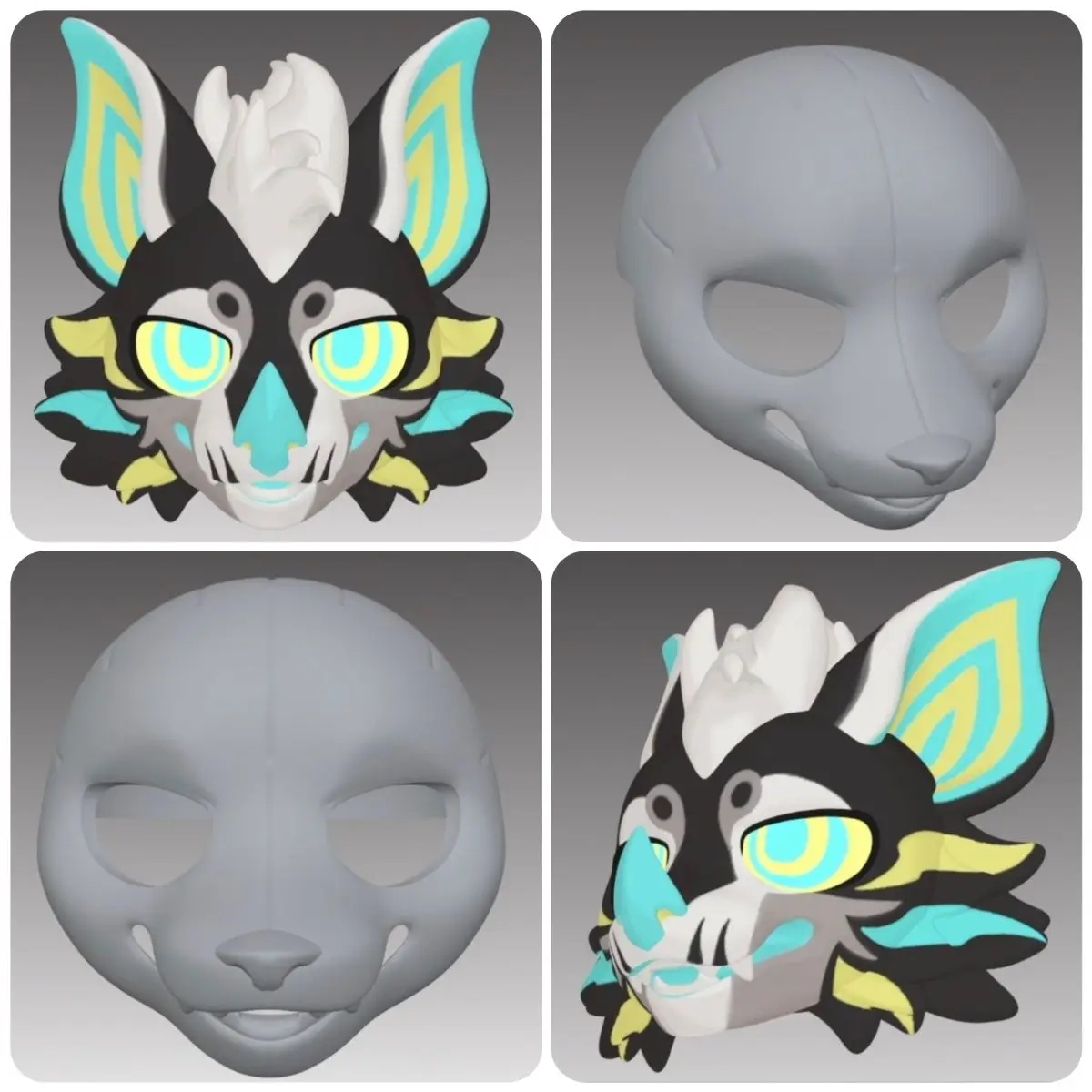 3D-gedruckte realistische Kemono-Basismaske für Fursuit-Kopfbedeckungen, Furry Cosplay Kostümzubehör, Cosplay Kigurumi Basismaske Image