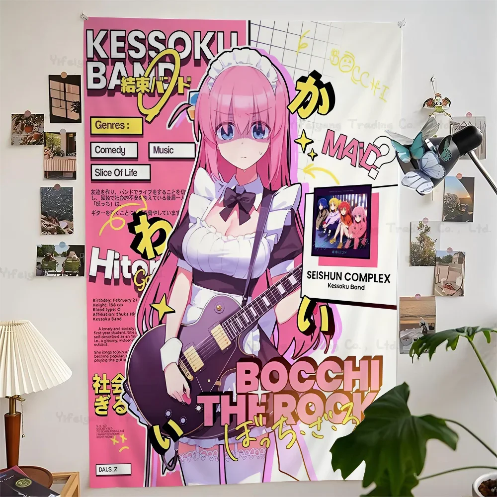 Anime Singer B-Bocchi The R-Rock Cartoon Tapestry Hippie Flower Wall Carpets Dorm Decor Art Home Decor