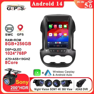 9,7 Zoll Android 14 Für Ford Ranger F250 2011 - 2015 Multimedia Head Unit Stereo Touchscreen DVD Auto Radio GPS BT Dash Cam