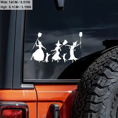 Tanzende Hexen mit Katze Vinyl gestanzte Autoscooter Aufkleber für LKW Fahrrad Roller Motorrad Schneemobil Wand kunst Universal Silhouette Image