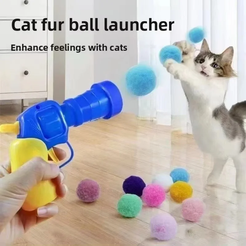 Neue Farben Katzenspielzeug Katze Plüschball Schießpistole Stilles Spielzeug Interaktives Relief Selbst Hi Fun Micr Elastic Static Sticking Fur Balls Image