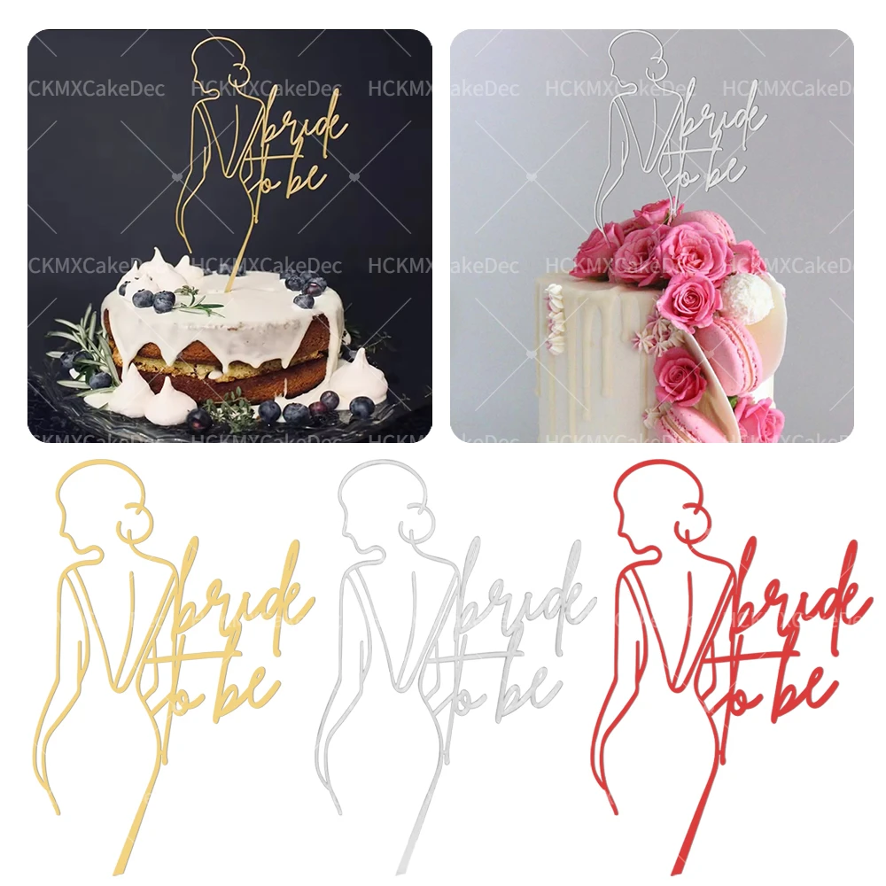 Ins Acryl Linie Frau Braut Zu Werden Kuchen Topper für Hochzeit Party DIY Kuchen Dessert Dekoration Lieferungen Image