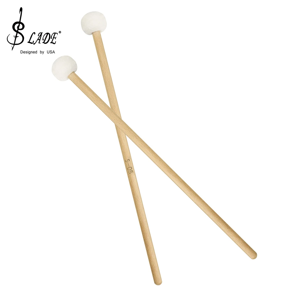 1 paar Filz Trommel Schlägel Drumsticks Massivholz Griff Drum Sticks Pauken Snare Drum Percussion Instrument Teile & Zubehör Image