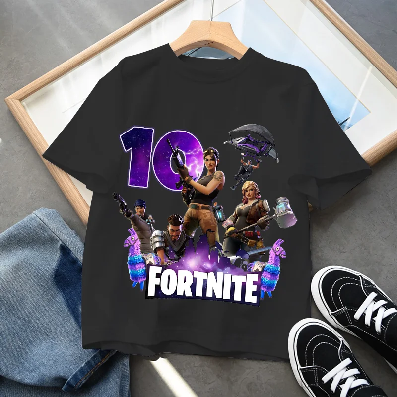Fortnites Kinder Geburtstag Nummer T-Shirt Mädchen Jungen Sommerkleidung Baby Baumwolle T-Shirts Party Kurzarm Tops Kleinkind Geschenk Image