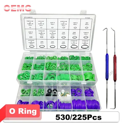 530/225pcs Car Air-conditioning O Ring Nitrile Rubber Sealing Gasket Washer for Faucet Plumbing Automotive Repair Heat Resistant