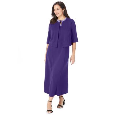 Plus Size Women's 2-Piece Beaded Jacket Dress by Jessica London in Midnight Violet (Size 24 W) Suit