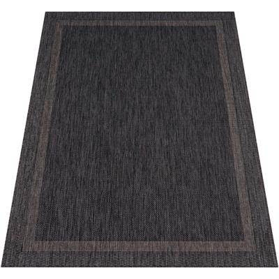 Teppich PACO HOME "Roma 272", grau (anthrazit), B:140cm H:4mm L:200cm, Polypropylen, Teppiche, Flachgewebe, meliert, mit dezenter Bordüre, In- und Outdoor geeignet Image
