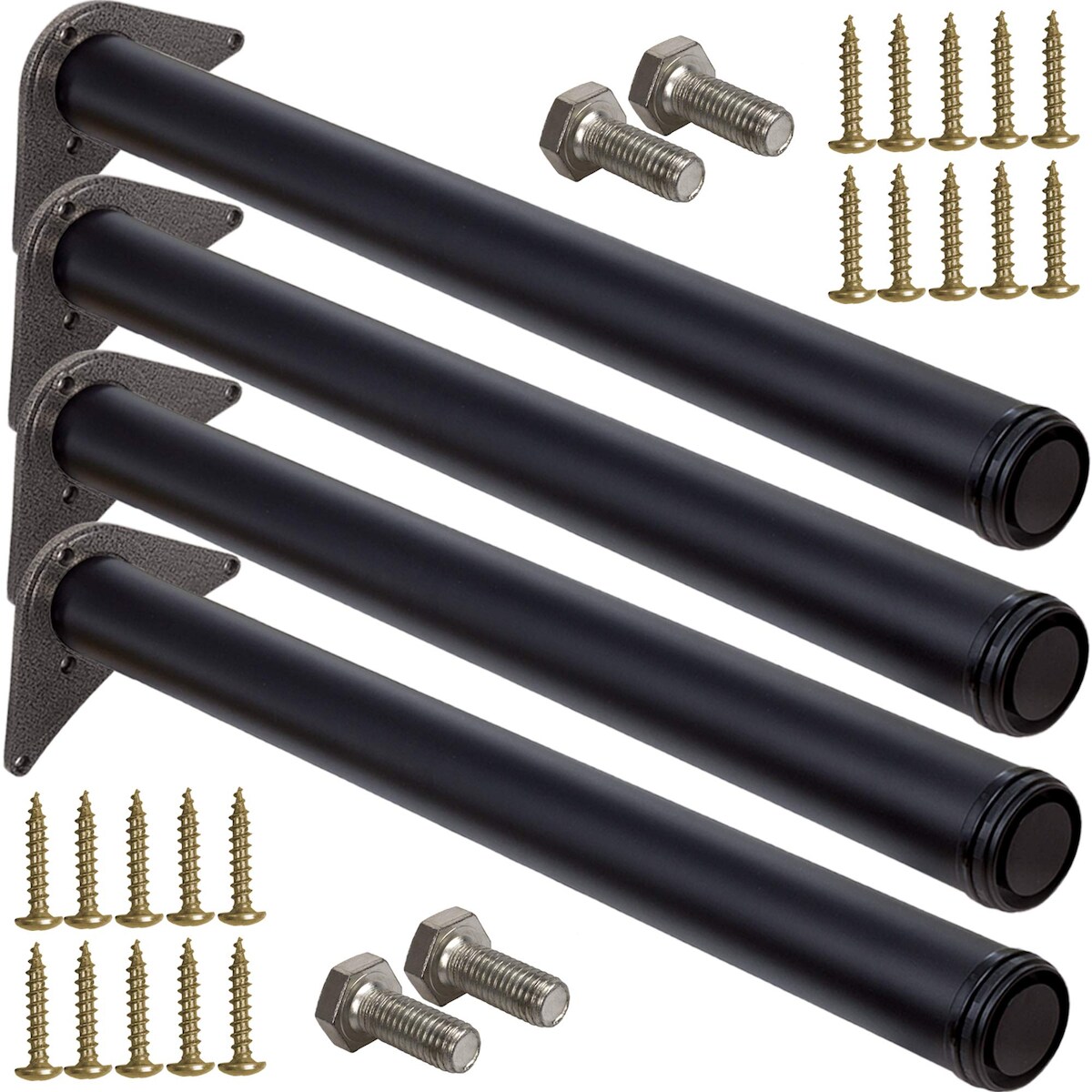 ID Dinkel 4 x Tischfuß Ø60 mm SCHWARZ MATT Tischbeine Möbelfuß |Höhe 560 mm|höhenverstellbar + 30 mm Image