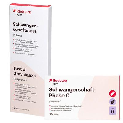 Schwangerschaft Phase 0 RedCare Kapseln + Redcare Schwangerschaftstest Urin 1 St Set Image