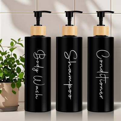 TEMU 17oz Refillable Shampoo And Conditioner Dispenser Bottles - Set Of 3 - Pump Bottle Dispenser For Shampoo, Conditioner, Body Wash - Empty Plastic Refillable Containers For Shower, Image