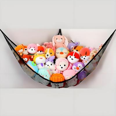 TEMU Large Plush Toy Hammock - Corner Storage Net For Stuffed Animals (3 Colors) - Durable Hanging Organizer, Soft Polyester Material, Room Decor And Plush Toy Display, Plush Toy Hanging Storage