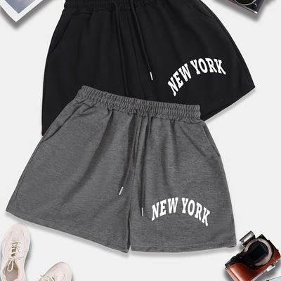 TEMU Plus-size Sports Two-piece Shorts N Printed Casual Shorts Women's Spring Summer Fall -legged Shorts Shorts Image