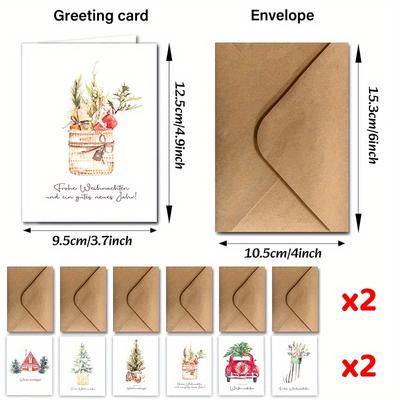 TEMU 24pcs Merry Christmas & Thank You Greeting Cards With Envelopes – Boho Watercolor , Festive Holiday Wishes For Winter Parties, New Year 2025, And More!, Christmas Gifts