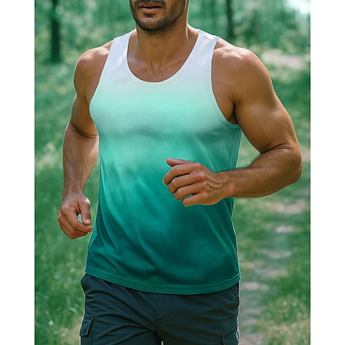 Herren Grafik Lauf-Tanktop Fitness-Tanktop Sommer Ärmellos Schnelltrocknend Leicht Atmungsaktiv Fitnesstraining Tennis Golfspiel Laufen Blau Rosa Purpur Sportbekleidung Sportkleidung Image