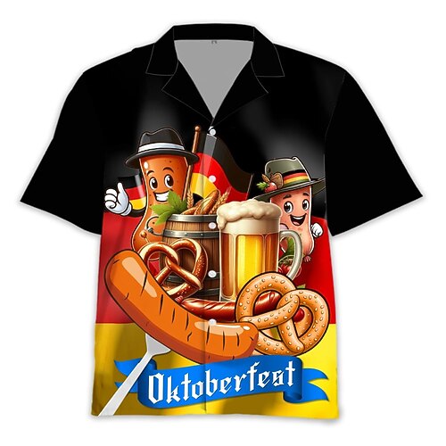 Bayerisch München Deutsch Hawaiihemden Aloha-Hemd Bier Grafik für Herren Erwachsene 3D-Druck für Karneval Oktoberfestbier Urlaub Party Image