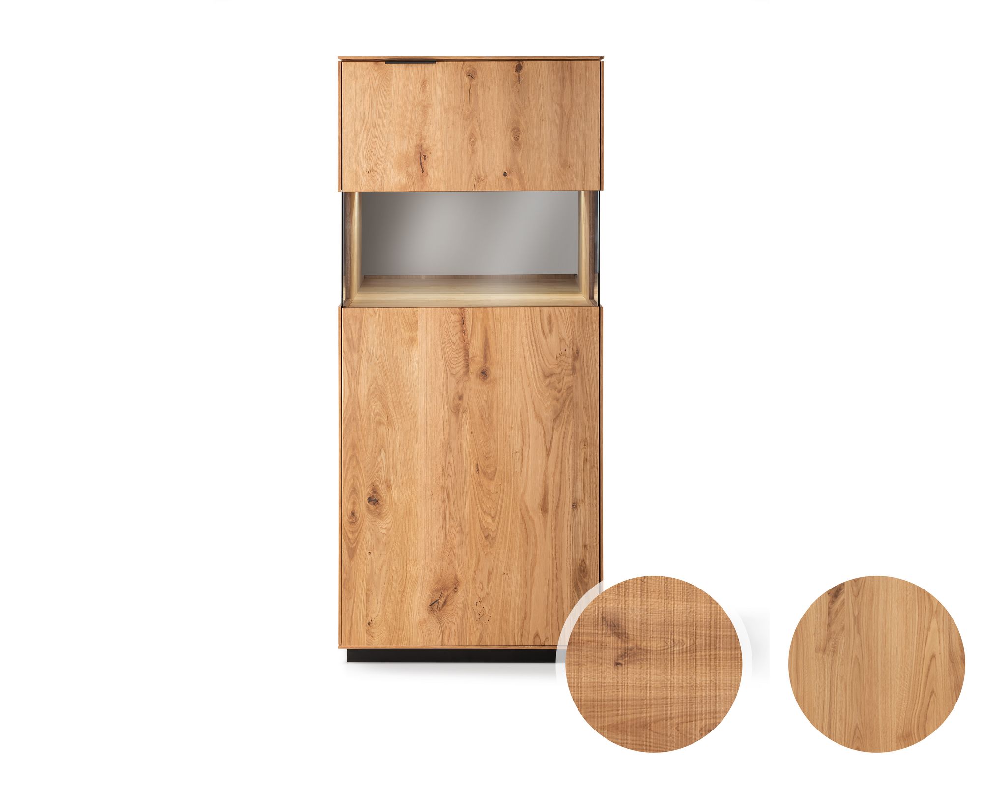Massivholz »Lugano« Highboard I Hobelschlag Front / Rückwand Spiegel / Anschlag links Image