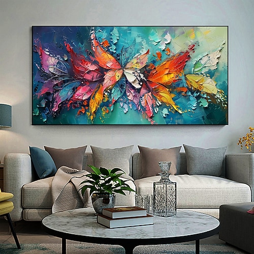 handgemachtes Original Schmetterlings-Ölgemälde auf Leinwand abstrakte tanzende Schmetterlinge Wandkunst für Wohndekoration mit gespanntem Rahmen ohne Innenrahmen Gemälde Image