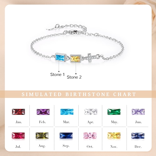 personalisiertes Geburtssteinarmband für Frauen, individuelles Schmuckgeschenk mit Geburtsmonatsstein, romantisches Geschenk für Mama, Ehefrau, Freundin, Muttertag, Geburtstag, Jahrestag Image