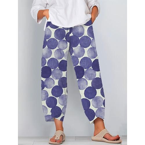 Damen Stoffhosen Hosen Hose Urlaub Vintage Ethno-Stil Knöchellang Hohe Taille Grafik Geometrisch Elastischer Bund Bequem Atmungsaktivität Weich Unelastisch Outdoor Straße Täglich Blau Purpur Grün