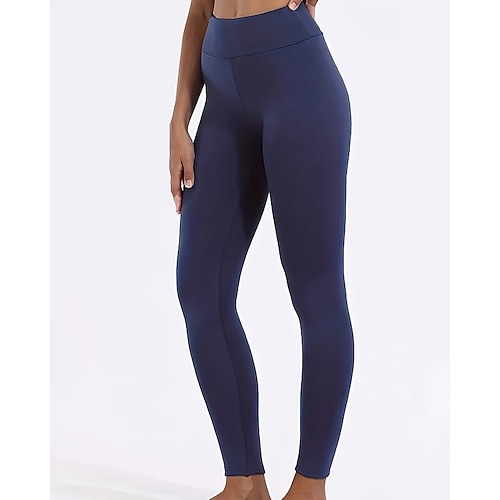 Damen Leggings mit Fleecefutter Fleecehose Stoffhosen Leggings Streetwear Lässig Volle Länge Natürliche Taille Einfach Elastischer Bund Thermowarm Outdoor Wochenende Wein Schwarz Weiß Armeegrün Winter Image