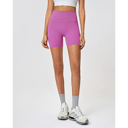 Damen Fitnesshose Pilates-Hosen Yogahose Leicht Hohe Taille Fitnessstudio Pilates Zumba Unterteile Einfarbig Violett Dunkelrosa Hellbraun Sport Sportkleidung Image