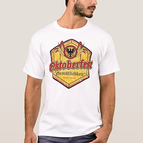 T-Shirt Bayerisch München Deutsch alpin T-Shirt Ärmel Grafik für Herren Erwachsene Heißprägen für Karneval Oktoberfestbier Party Alltagstauglich Image