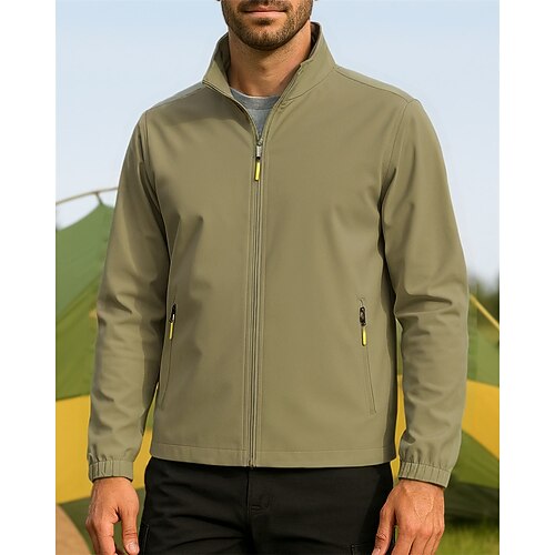 Herren Wanderjacke Sportjacke Regenmantel Außen Wasserdicht Leicht Atmungsaktiv Wanderoutfits Wanderbekleidung Frühling Herbst Jacke Tennis Golfspiel Laufen Einfarbig Schwarz Elfenbein Marinenblau Image
