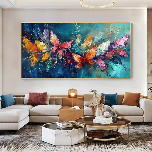 handgemachtes Original Schmetterlings-Ölgemälde auf Leinwand abstrakte tanzende Schmetterlinge Wandkunst für Wohndekoration mit gespanntem Rahmen ohne Innenrahmen Gemälde Image