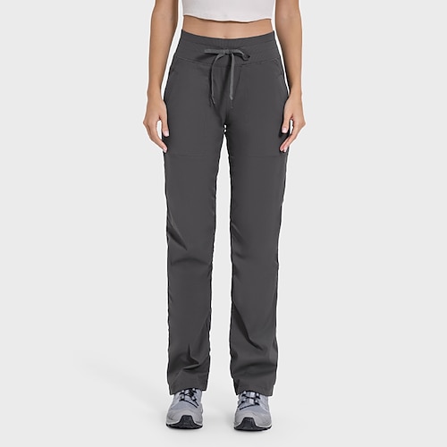 Damen Cargo-Hosen Stoffhosen Lässig Volle Länge Natürliche Taille Einfach Tasche Elastisches Kordelzugdesign Bequem Außenbereich Outdoor Urlaub Karminrot Dunkelgrau Hellhimmelblau Schwarz Herbst Image