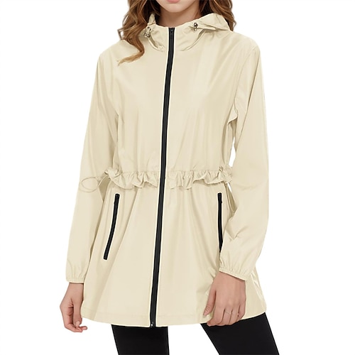 Damen Wanderjacke Regenjacke Regenmantel Außen Wasserdicht Winddicht Wanderoutfits Wanderbekleidung Frühling Herbst Oberteil Baumwolle Camping / Wandern / Höhlenforschung Laufen Einfarbig Schwarz Image