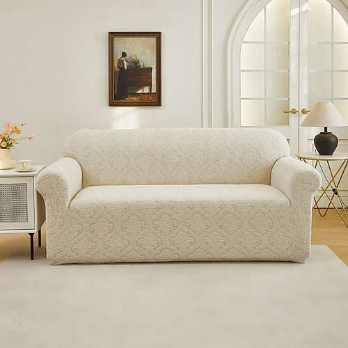 Elastischer Jacquard-Sofabezug, moderner Polyester-Spandex-Schonbezug für 1-/2-/3-/4-Sitzer-, Anbau- und Liegesofas – maschinenwaschbar, Schoner mit kunstvollen Mustern, Sofaschutzbezug elegante Image