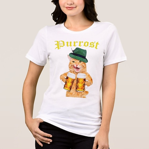T-Shirt Bayerisch München Deutsch alpin T-Shirt Ärmel Grafik für Damen Erwachsene Heißprägen für Karneval Oktoberfestbier Party Alltagstauglich Image