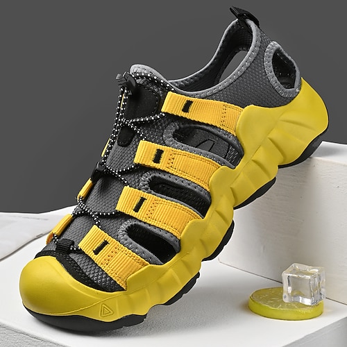 Gelbe Sport-Sneaker für Herren – leistungsstarke Wanderschuhe mit robustem Design und verstellbaren Riemen für Trekking, Stadterkundungen und Outdoor-Abenteuer Image