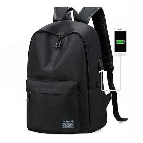 Herren Rucksack Schultasche Rucksack Schulanfang Täglich Feste Farbe Nylon Hohe Kapazität Atmungsaktiv Leichtgewichtig Reißverschluss Schwarz Grau