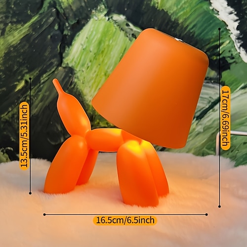 Kreative romantische bunte Ballonhund-Tischlampe mit Touch-Schalter, dreifarbige Lichtunterstützung für dimmbares Dimmen, 2000-mAh-Akku, Dackel-Atmosphärenlicht, Urlaub, Hotel, Party, Valentinstag Image
