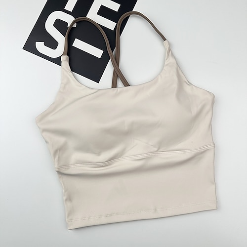 Damen Yoga-BH Pilates-BH Sportweste BH-Top Hohe Stützen Atmungsaktiv Bürgellos Mit Pads Einfarbig Sport Sportkleidung Schwarz Weiß Fitnessstudio Zumba Laufen Image