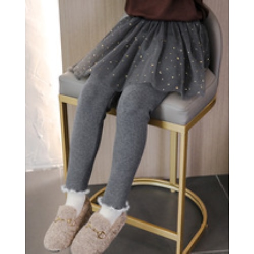 Kinder Mädchen Rock-Leggings Einfarbig Täglich Patchwork Outdoor Baumwolle 4-12 Jahre Herbst Schwarz Rosa Grau Image