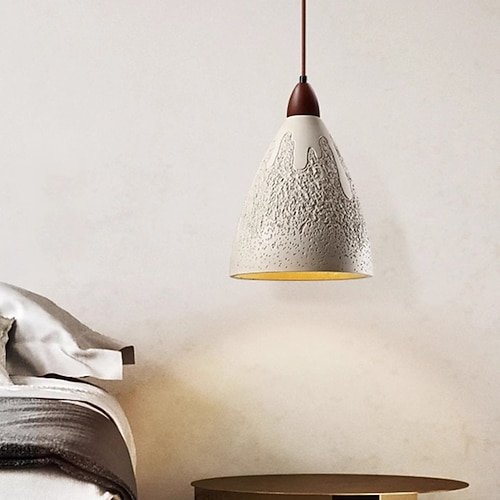 Vintage Beton Industrie Pendelleuchte Holz Bauernhaus Einzel Hängende Deckenlampe Grau Zement Rustikal Mid Century Modern Kronleuchter für Esszimmer Kücheninsel Schlafzimmer Café Bar Image