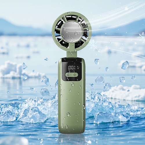 1 Stück Handkühlventilator mit 100 Kühlstufen und Faltfunktion, tragbarer Turbo-Mini-Halbleiter-Eisbeutelventilator Image