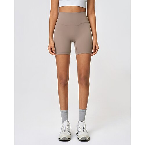 Damen Fitnesshose Pilates-Hosen Yogahose Leicht Hohe Taille Fitnessstudio Pilates Zumba Unterteile Einfarbig Violett Dunkelrosa Hellbraun Sport Sportkleidung Image