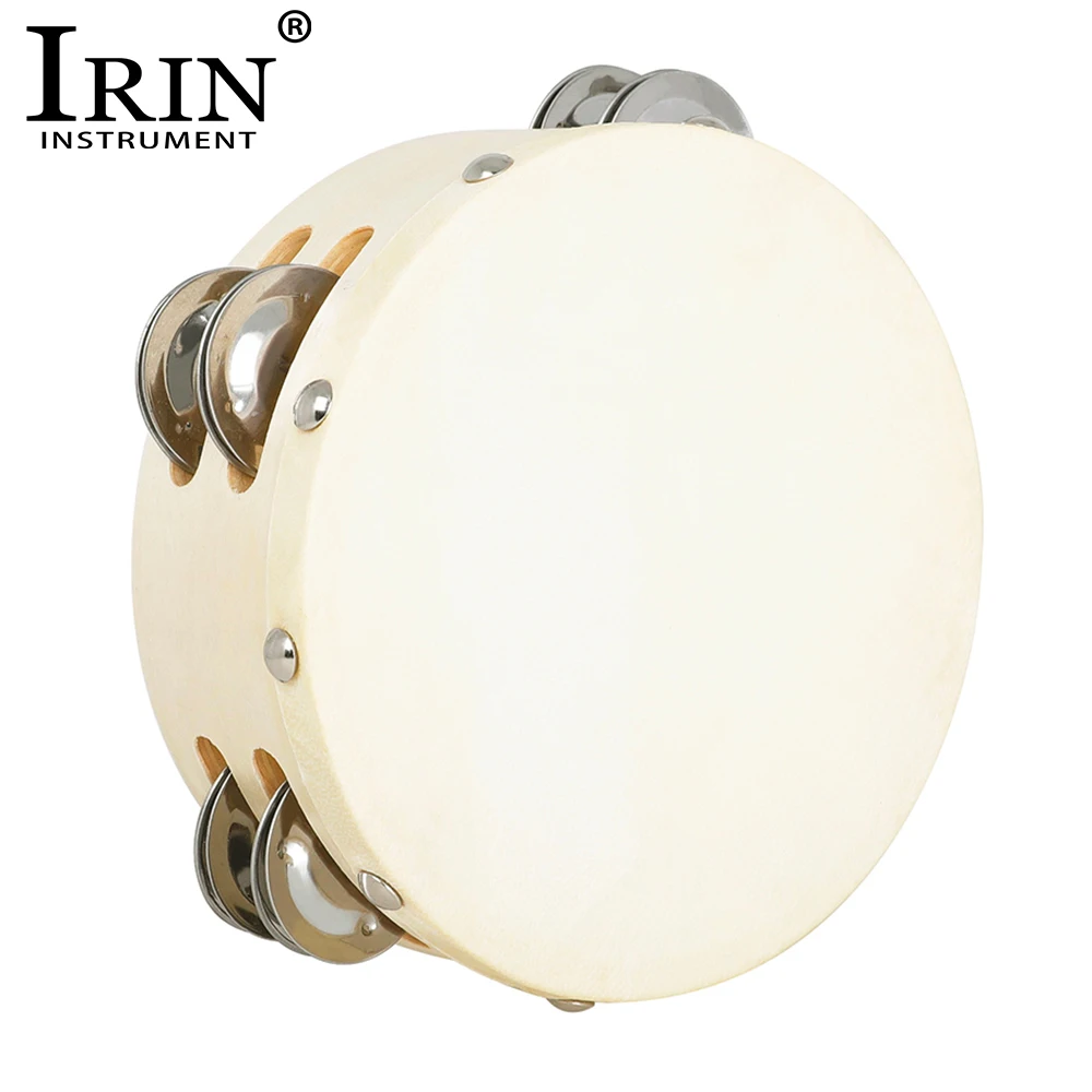 IRIN Orff 6-Zoll-Tamburin, Schaffell, Handtrommel, doppelseitig, für Kinder, Aufklärung, Musikspielzeug, Percussion, Bildungstrommeln Image