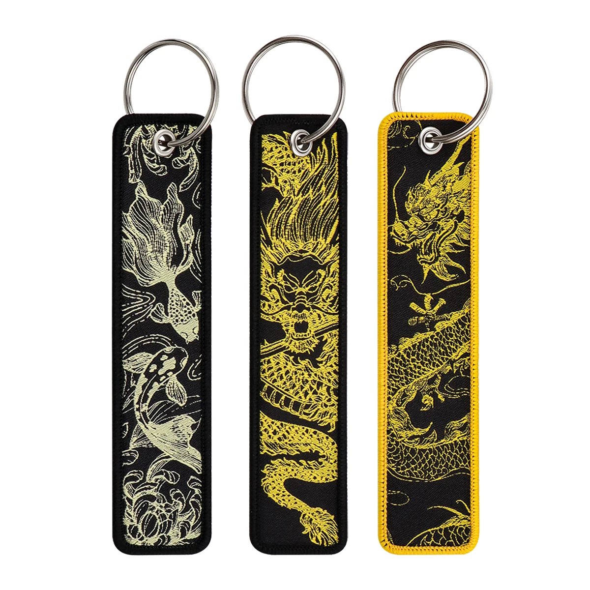 Drache Stickerei Schlüsselanhänger Koi Fisch Schlüsselanhänger für Autos Rucksack Chaveiro Schlüsselanhänger Mode Schlüsselanhänger Geschenke für Männer Frauen Zubehör Image