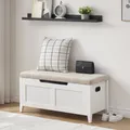 Coffre de rangement rembourré avec 2 charnières de sécurité, banc de rangement, coffre à jouets rabattable, banc à chaussures pour entrée, chambre à coucher, salon